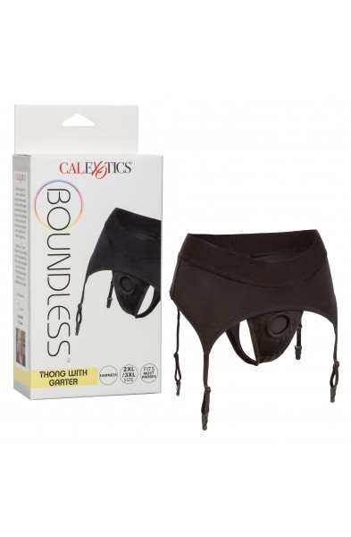 Boundless Thong With Garter - 2l/3xl - Black