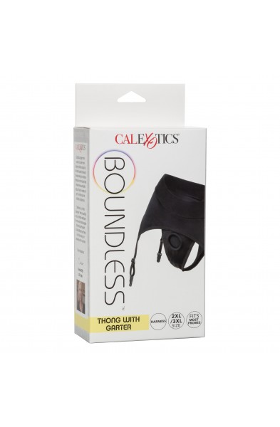 Boundless Thong With Garter - 2l/3xl - Black