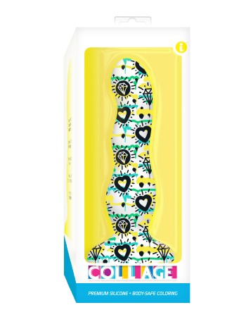 Collage - Diamonds and Hearts - Curvy Silicone Dildo