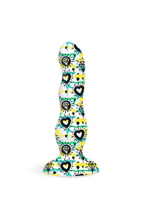 Collage - Diamonds and Hearts - Curvy Silicone Dildo