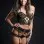 4pc Cami Top Lingerie Set With Ruffled Garter Belt and Stockings - One Size - Blackout