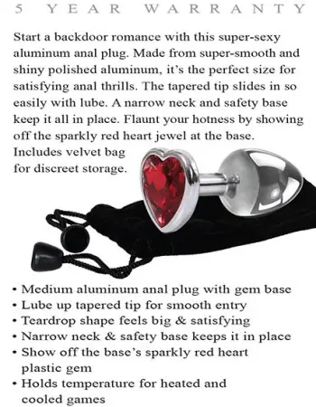 Medium Red Heart Gem Anal Plug