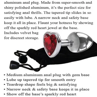 Medium Red Heart Gem Anal Plug