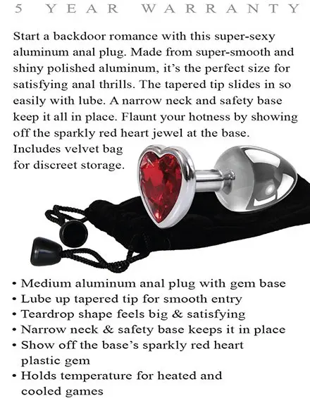 Medium Red Heart Gem Anal Plug