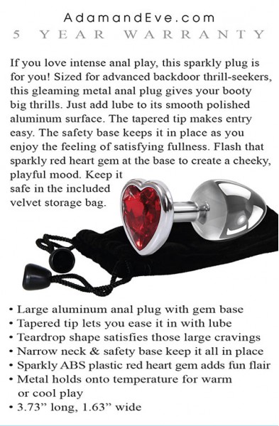 Large Red Heart Gem Anal Plug