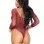 Rhinestone Snap Crotch Bodysuit - One Size - Burgundy