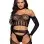 3 Pc. Halter Choker Crop Top, Suspender Hose, and  G-String - One Size - Black
