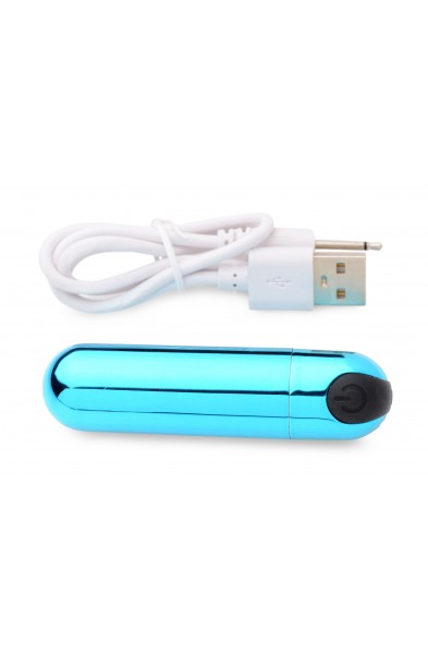 10x Rechargeable Vibrating Metallic Bullet - Blue