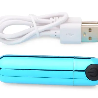 10x Rechargeable Vibrating Metallic Bullet - Blue