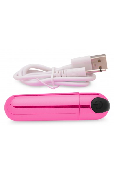 10x Rechargeable Vibrating Metallic Bullet - Pink