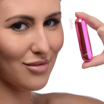 10x Rechargeable Vibrating Metallic Bullet - Pink