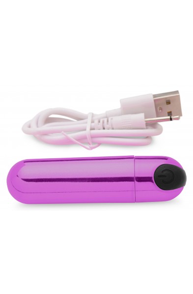 10x Rechargeable Vibrating Metallic Bullet - Purple