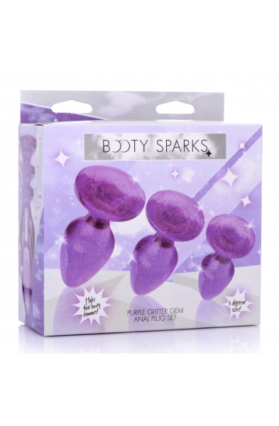 Glitter Gem Anal Plug Set - Purple