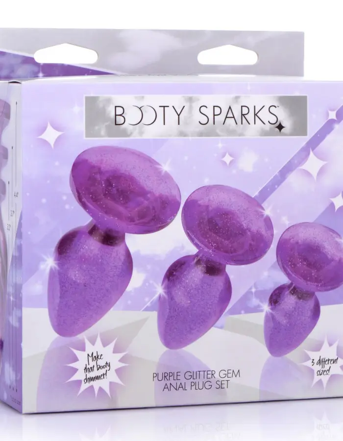 Glitter Gem Anal Plug Set - Purple