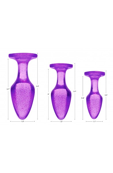 Glitter Gem Anal Plug Set - Purple