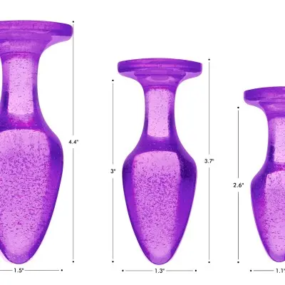 Glitter Gem Anal Plug Set - Purple