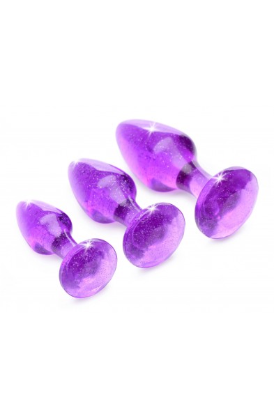 Glitter Gem Anal Plug Set - Purple