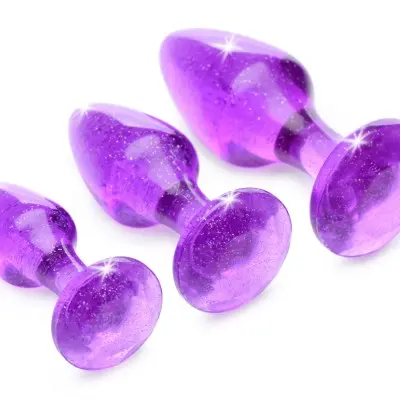 Glitter Gem Anal Plug Set - Purple