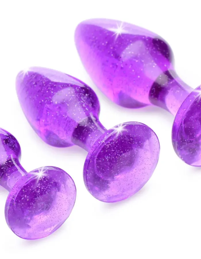Glitter Gem Anal Plug Set - Purple