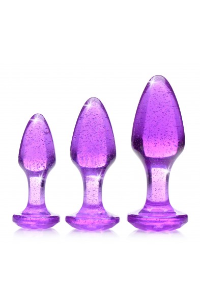 Glitter Gem Anal Plug Set - Purple