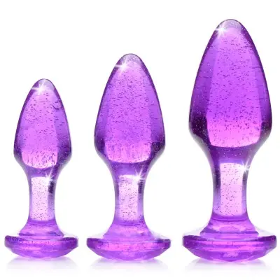 Glitter Gem Anal Plug Set - Purple