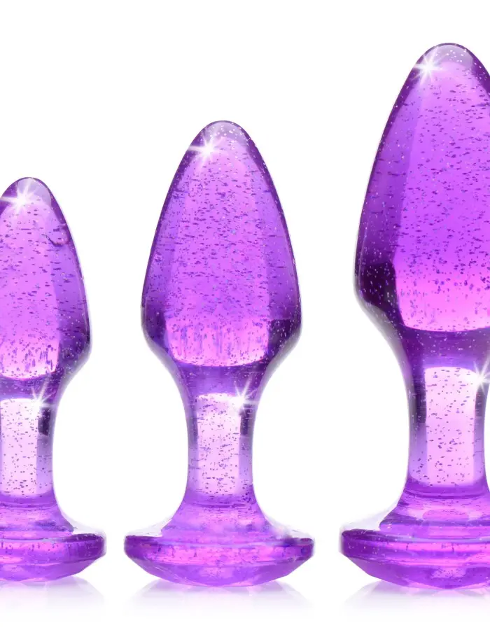 Glitter Gem Anal Plug Set - Purple