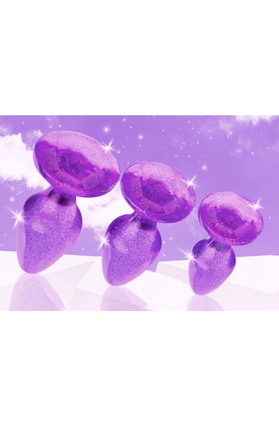 Glitter Gem Anal Plug Set - Purple