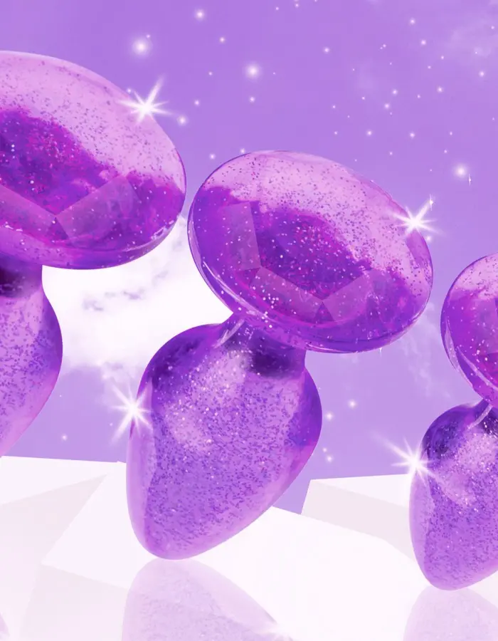 Glitter Gem Anal Plug Set - Purple