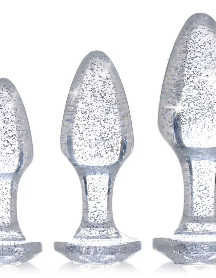 Glitter Gem Anal Plug Set - Silver