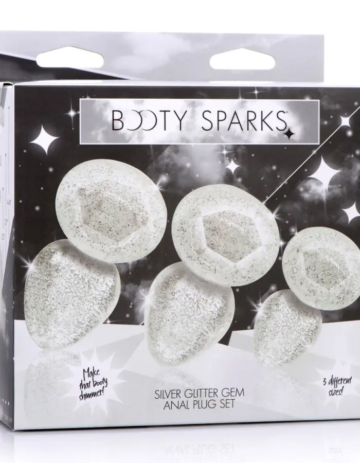 Glitter Gem Anal Plug Set - Silver