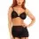 2 Pc. Ruched Bra Top and Lace Up Garter Skirt - Medium/ Large - Black