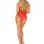 Strappy Rose Lace Teddy - M/l - Red