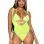 2 Pc. Rhinestone Wrap Around Bikini Top and Suspender Body Suit - One Size - Neon Yellow