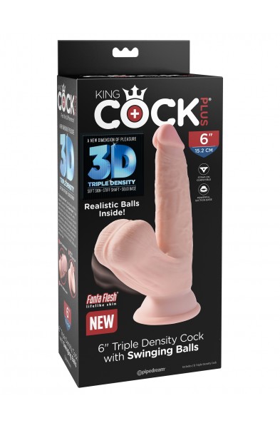 6 Inch Triple Density Cock With Swinging Balls