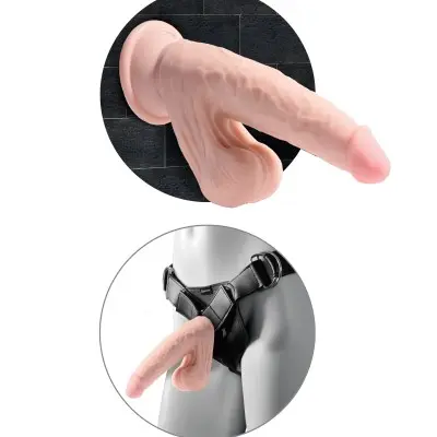 8 Inch Triple Density Cock With Swinging Balls - Light