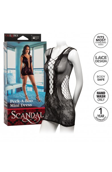 Scandal Peek-a-Boo Mini Dress - One Size - Black