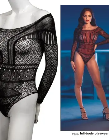 Scandal Off the Shoulder Body Suit - One Size - Black