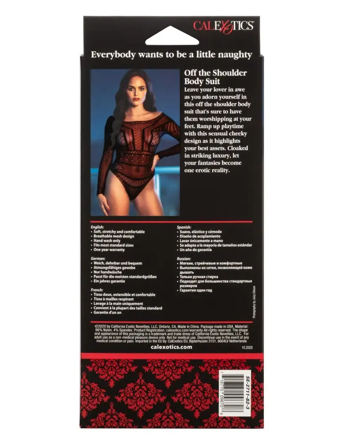 Scandal Off the Shoulder Body Suit - One Size - Black