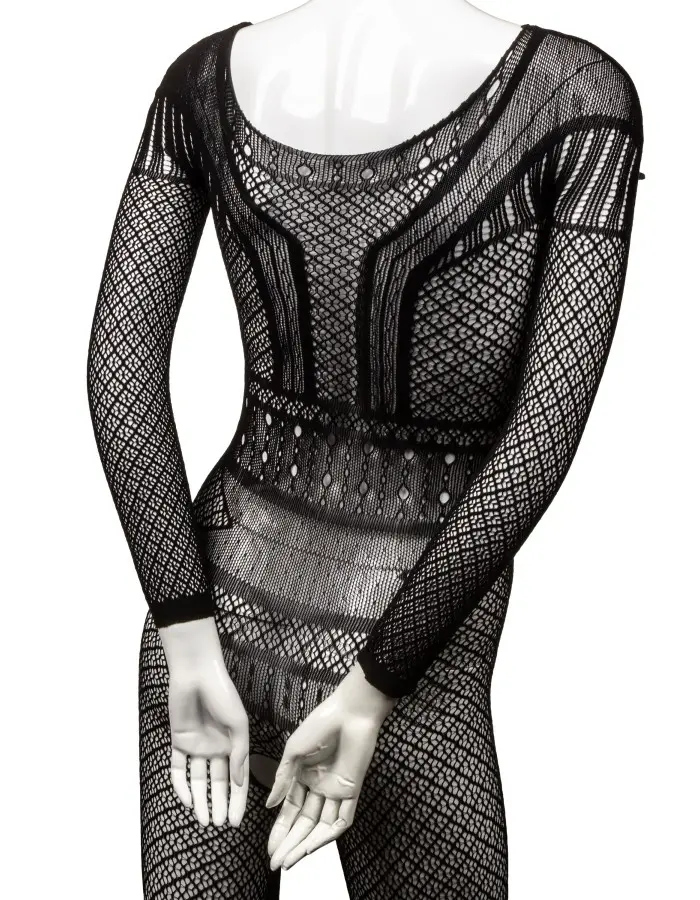 Scandal Full Length Lace Body Suit - One Size -  Black