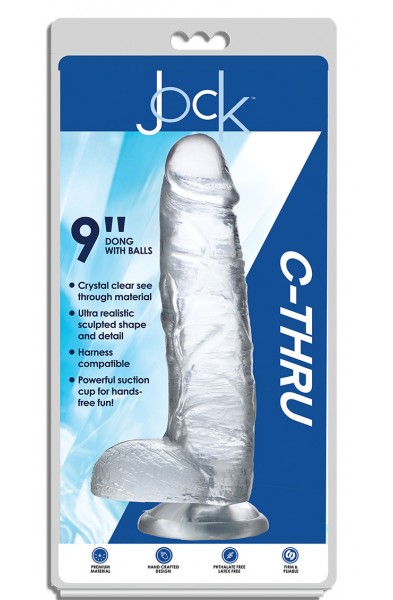 Jock C-Thru 9 Inch Dong With Balls - Clear