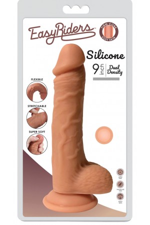 Easy Riders 9 Inch Dual Density Silicone Dildo With Balls - Light