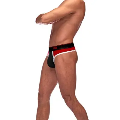 Retro Sport Panel Thong - L/ XL  - Red/ Black