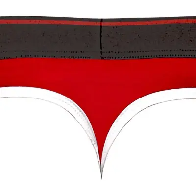 Retro Sport Panel Thong - L/ XL  - Red/ Black