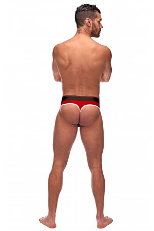 Retro Sport Panel Thong - L/ XL  - Red/ Black