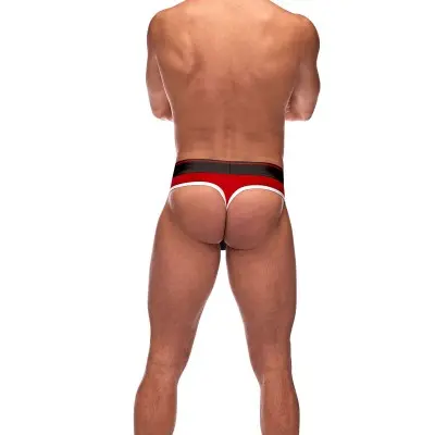 Retro Sport Panel Thong - L/ XL  - Red/ Black