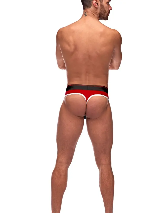 Retro Sport Panel Thong - L/ XL  - Red/ Black