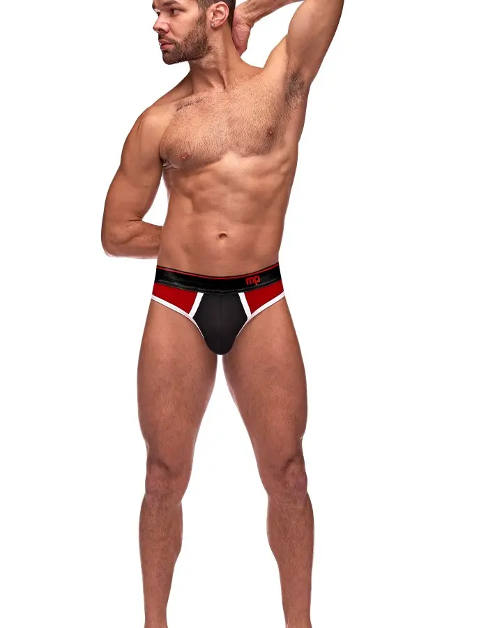 Retro Sport Panel Thong - L/ XL  - Red/ Black