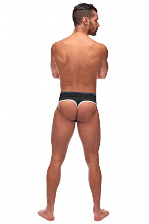 Retro Sport Panel Thong - L/ XL - Black/ Blue