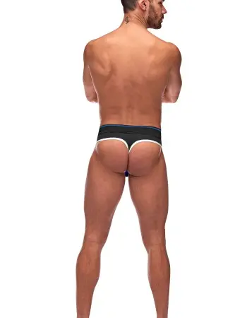 Retro Sport Panel Thong - S/ M - Black/ Blue