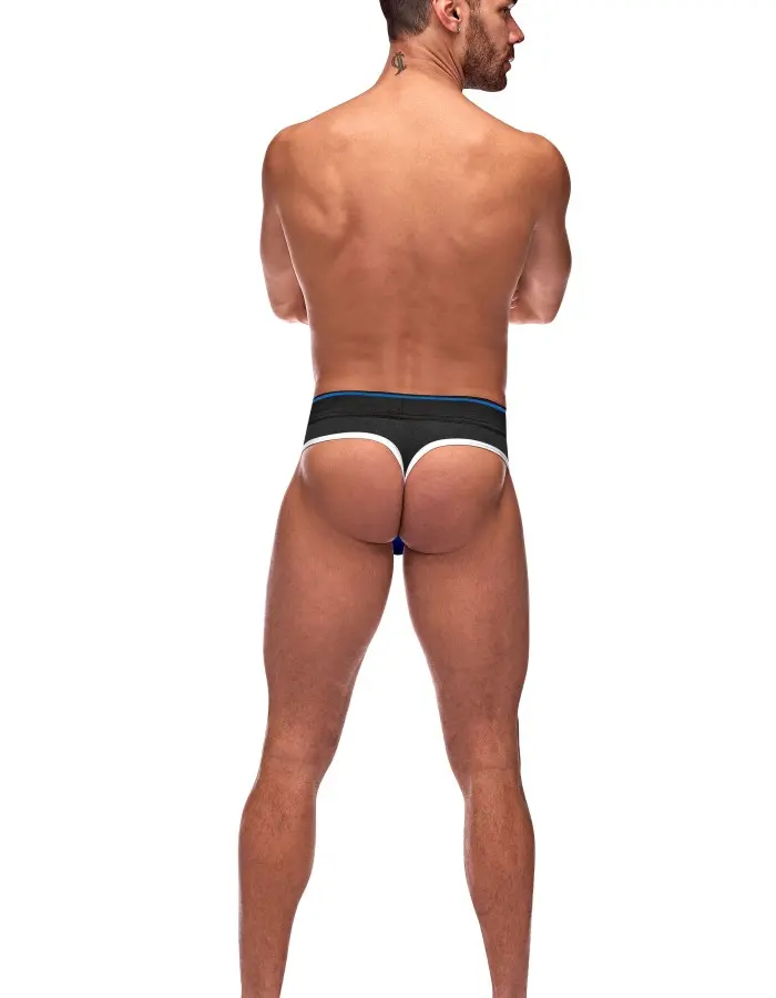 Retro Sport Panel Thong - S/ M - Black/ Blue